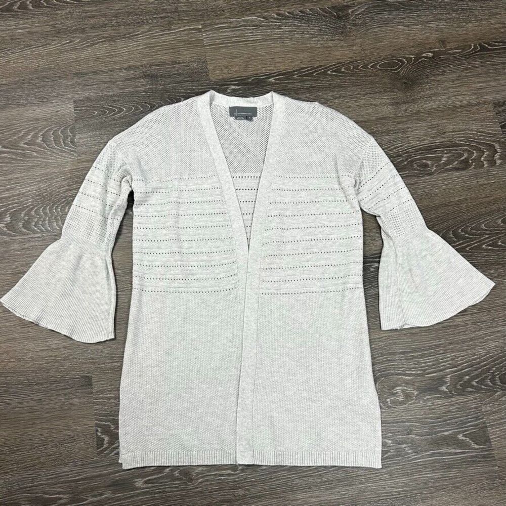 Anthropologie Open Front Lightweight Grey Bell Sleeve Cardigan Size XS EUC